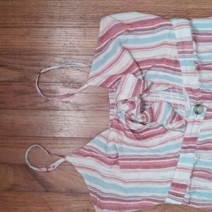 Boho striped peekaboo spaghetti strap dress.